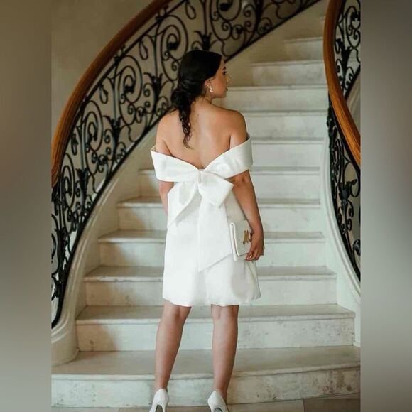 Amsale Mikado Off-The-Shoulder Shift Dress Elegant/ size 2 - Picture 3 of 11